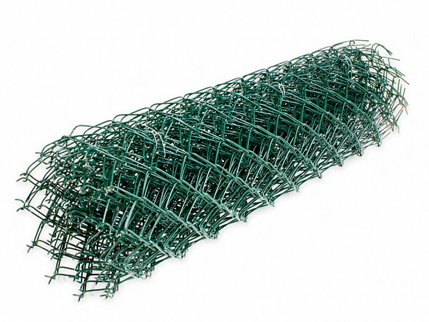 Сетка стальная плетёная одинарная "Рабица" ГОСТ 5336-80; из проволоки в полимерном покрытии. 2,2 мм (1,4) мм